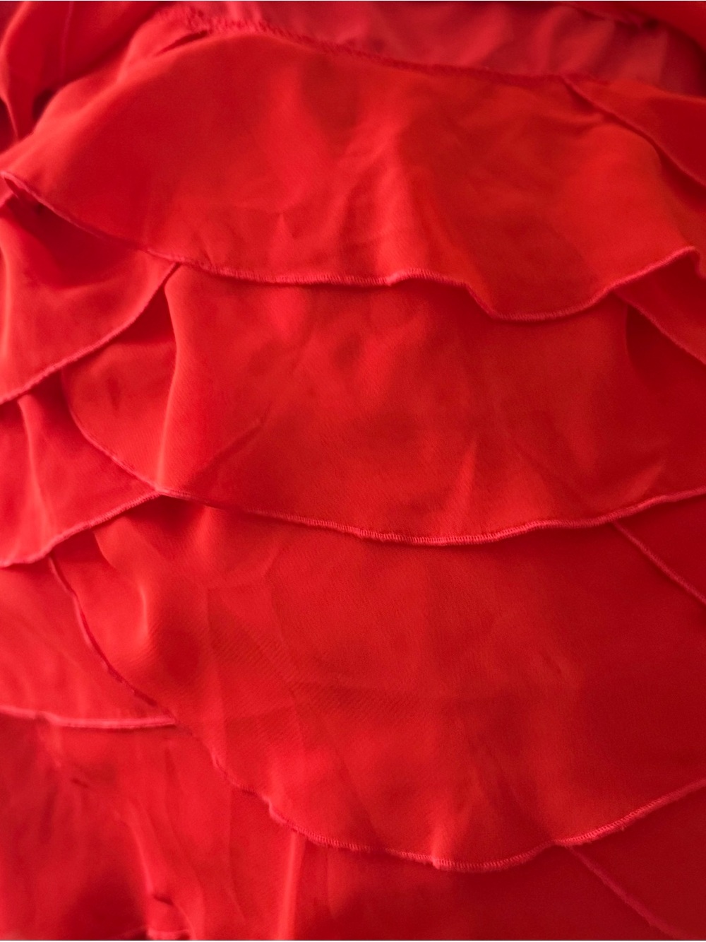 WHBM White House Black Market Coral Red Tiered Ruffle Chiffon Cami Top Small - Picture 4 of 8